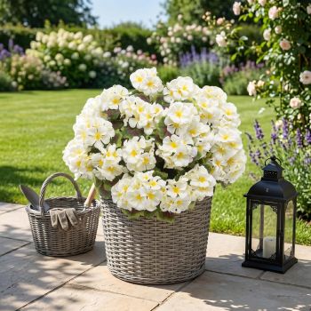 8 Pcs Artificial Red Geranium Silk Flowers for Outdoor Patio Garden & Indoor Home Decor (White)