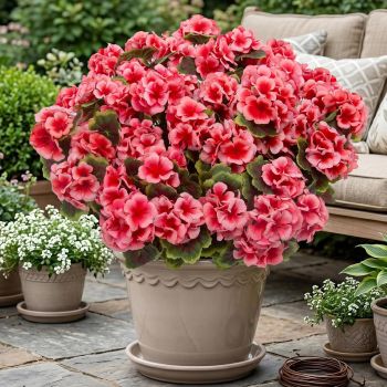 8 Pcs Artificial Red Geranium Silk Flowers for Outdoor Patio Garden & Indoor Home Decor (Pink)