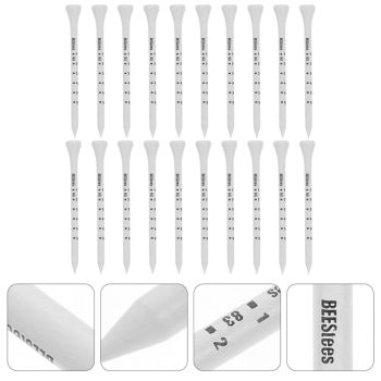Golf Tee Pack of 100 with Measurement Scale – White Plastic Tees for Driving Range, Practice & Tournament Use (White)