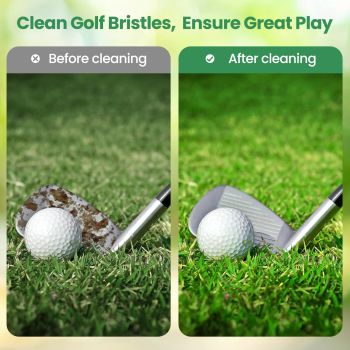 Golf Club Cleaning Brush Set with Retractable Zip Line – 3-Pack Dual-Sided Brush for Deep Groove Cleaning (Blue)