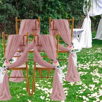2 Pack Elegant Chiffon Wedding Arch Draping Fabric Panels for Outdoor Ceremony Backdrop and Party Decoration (Dusty Rose)