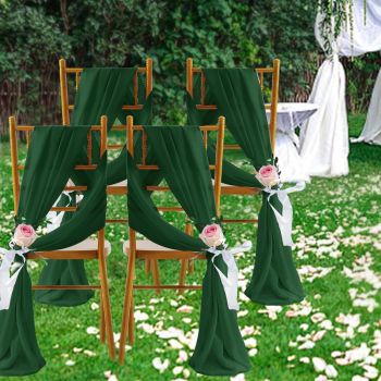 2 Pack Elegant Chiffon Wedding Arch Draping Fabric Panels for Outdoor Ceremony Backdrop and Party Decoration (Emerald green)