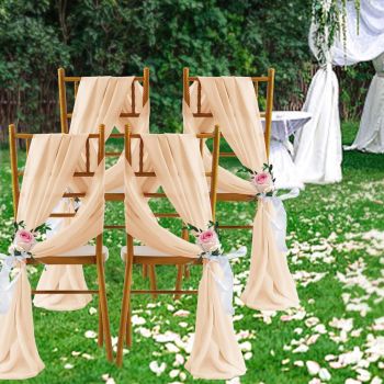 2 Pack Elegant Chiffon Wedding Arch Draping Fabric Panels for Outdoor Ceremony Backdrop and Party Decoration (Peach Pink)
