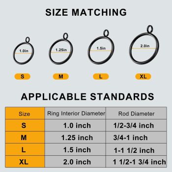 40 PCS Heavy Duty Metal Curtain Rings with Eyelets, Smooth Gliding Drapery Rings for Roman Rods, Rustproof Curtain Hooks for Home Office Hotel (2)