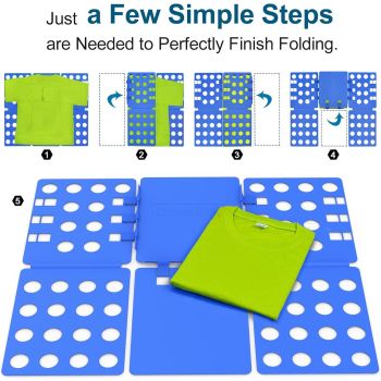Adjustable Clothes Folding Board for T-Shirts, Pants & Towels, Durable PP Plastic Laundry Organizer with Reinforced Buckles (Blue)