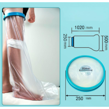 Full Leg Waterproof Shower Sleeve for Adults – Reusable Cast Protector for Foot, Ankle & Lower Leg During Bathing or Water Activities (Blue) 