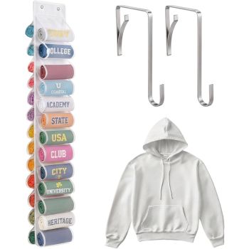 Double-Sided Over Door & Closet Organizer for Yoga Pants, Scarves & Accessories in Dorms and Bedrooms, 26-Pocket Vertical Storage Rack (White)

