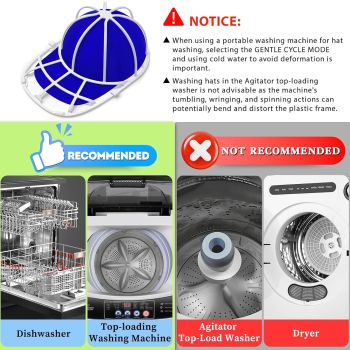 4-Pack Baseball Cap Washer Frame for Dishwasher & Washing Machine, Anti-Deformation Hat Protector Cage for Adult & Kids Caps (White)