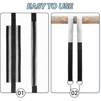 8ft Premium Polyester Swing Straps Set – 3000lb Load Rating, with Locking Carabiners & Tree Guards for Family Hammocks & Outdoor Play (Black)