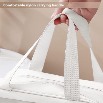 Large Capacity Travel Toiletry Bag with Dual Compartments, Waterproof PVC Cosmetic Organizer for Gym & Business Trips (White)