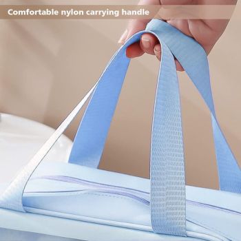 Large Capacity Travel Toiletry Bag with Dual Compartments, Waterproof PVC Cosmetic Organizer for Gym & Business Trips (Blue)