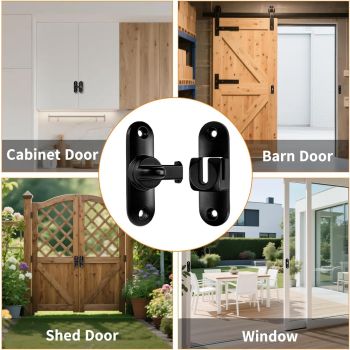 90/180 Degree Zinc Alloy Flip Lock for Barn & Sliding Doors – Heavy Duty Security Latch for Cabinets, Windows & Sheds (Black)