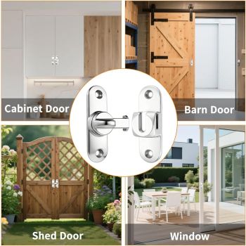 90/180 Degree Zinc Alloy Flip Lock for Barn & Sliding Doors – Heavy Duty Security Latch for Cabinets, Windows & Sheds (Silver)