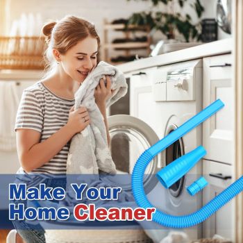Dryer Vent Cleaner Kit with Flexible Lint Brush & Vacuum Hose Attachment for Deep Cleaning, Fire Prevention (Blue) 