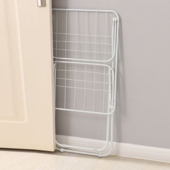 Mini Double-Wing Floor-Standing Folding Clothes Drying Rack-White
