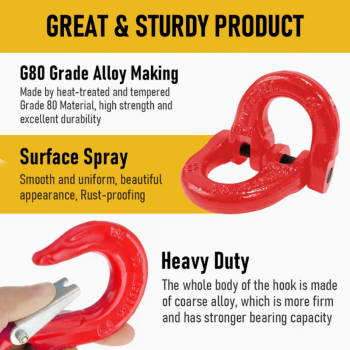 2SET 1.12T Sling Hook Heavy Duty Hammerlock/Slip Hook Kit With Swivel Winch & Safety Latch-Red