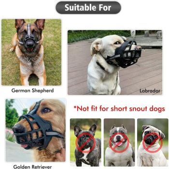Dog Muzzle with Breathable Mesh and Nylon Headband for Small Medium and Large Dogs, L
