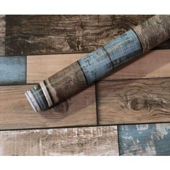 Self Adhesive Vinyl Wallpaper For Furniture Countertop Emerald green brown wood grain Pattern Decorative Sticker,0.45*6M
