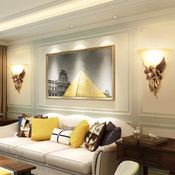 Angel Wall Lamp European American Style with Remote Control for Living Room Bedroom Aisle Stairs