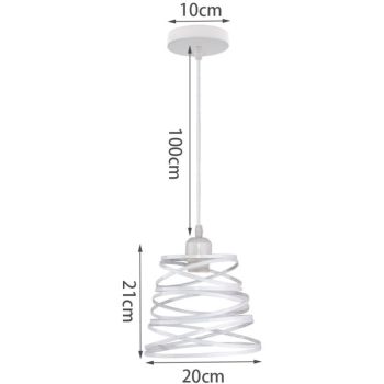 Vintage Metal Cage Pendant Light E27 Retro Industrial Ceiling Light White