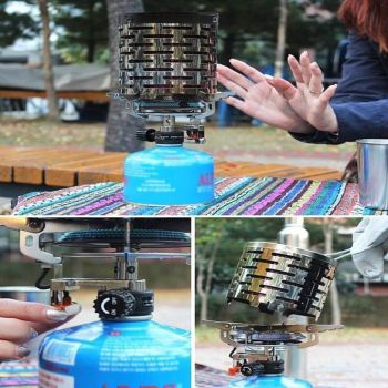 Mini Camping Gas Stove Metal Heater with Handle and Stainless Steel Cover