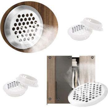 20 Pcs White Round Stainless Steel Ventilation Grilles for Kitchen Cabinet Furniture, 35 mm