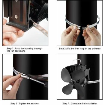 Heat Powered Wood Stove Fan 4 Blade Quiet Fireplace Fan for Pellet Stove