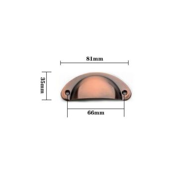 10 Pcs Red Copper Vintage Shell Handles for Drawer Cabinet, 8.2 x 3.5 cm