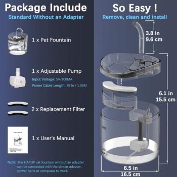 Automatic Cat Water Fountain 1.8L with USB Pump Carbon Filter and Smart Water Mode