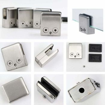 16 Pcs Stainless Steel Square Glass Clamps for Stair Railing, 8 to 10 mm