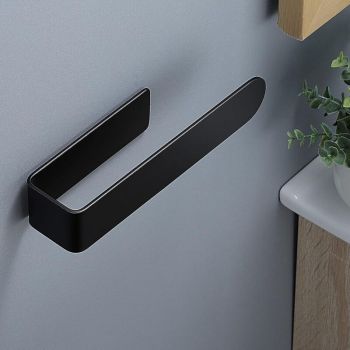 SUS304 Black Adhesive Bathroom Kitchen Towel Holder, 24 cm