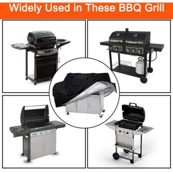 Black 210D Waterproof Gas Grill BBQ Cover Compatible with Weber Holland JennAir, 150 x 100 x 125 cm