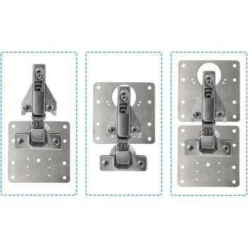 4 Pcs Stainless Steel Hinge Repair Plates with Screws for Cabinet Furniture Shelves