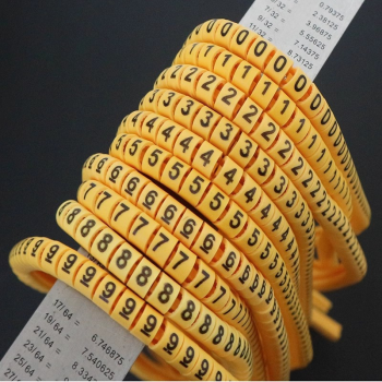 Yellow Electrical Wire Markers 0-9, 1000pcs Complete Set 0.75mm2 Cable Numbering Tags for Commercial