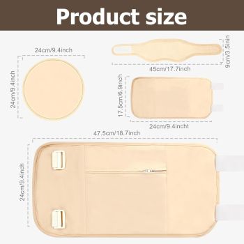 Castor Oil Wrap Set for Women, 6-Piece Reusable Organic Cotton Pack Set for Neck, Waist, Chest and Knee, Adjustable Elastic Straps, Compression Wraps