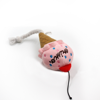 Ice Cream Cone Rope Dog Squeaky Plush Toy for Small Medium Dogs