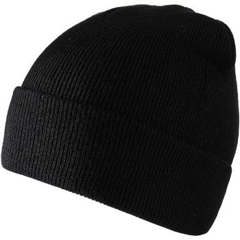 Plain Knit Beanie Hat, Unisex Winter Warm Ski Cap, One Size, Black