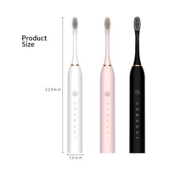 Sonic Electric Toothbrush Set with 4 Replacement Heads and USB Charging Cable, White