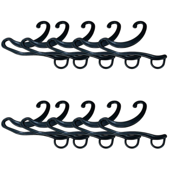 10 Pack Plastic Sock Hangers with Front Hooks, Retail Display Hanging Clips, Black