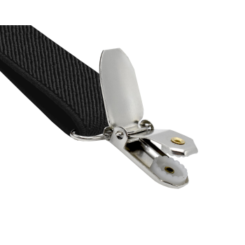 Men's Elastic Suspenders with Strong Clip-On Braces, Adjustable Slim Formal Style, Black