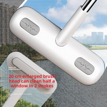 2-in-1 Window Screen Cleaning Brush with 82 cm Extendable Stainless Steel Handle, Wet and Dry Mesh Cleaner