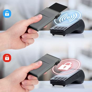 Ultra-Slim Pop-Up Card Holder Wallet with RFID Blocking, Black Wallet and Black Card Holder