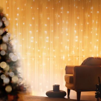 30 m Curtain String Lights, 300 LED Christmas Fairy Lights, Warm White