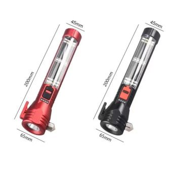 Rechargeable Safety Flashlight, Waterproof Emergency Torch with USB Charging, High-Lumen, Red