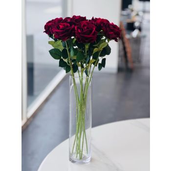 Clear Cylinder Flower Vase, 40 cm Glass Vase for Floral Arrangements