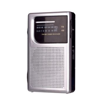 AM/FM Pocket Radio with Built-In Speaker and Earphone Socket