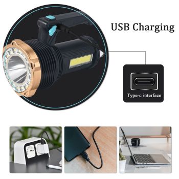 1200 Lumen USB Rechargeable LED Flashlight, Super Bright Hand Torch