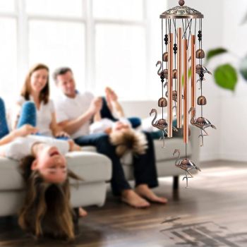 90 cm Vintage Owl Wind Chime, Handcrafted Metal Hanging Garden Decor