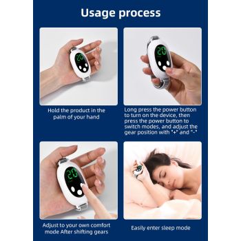 Portable Sleep Aid Device with EMS Pulse, LED Display and Adjustable Wrist Strap, White
