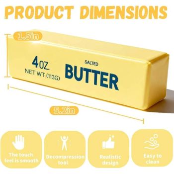 2-Pack Butter Stick Squishy Set, Soft Slow-Rise Squeeze Desk Accessories, Yellow